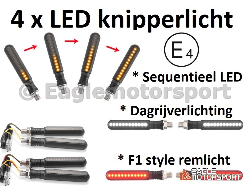 4 x Sequentieel LED knipperlichten + DRL + F1